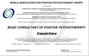 Basic Consultant of Positive Psychotherapy- certificate 